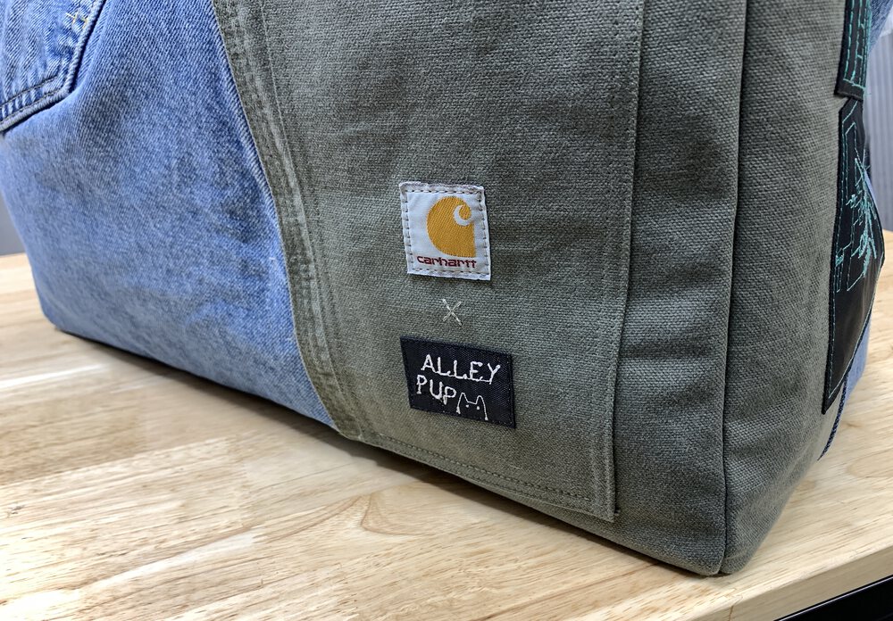 Tote made from old Carhartt jeans and pants