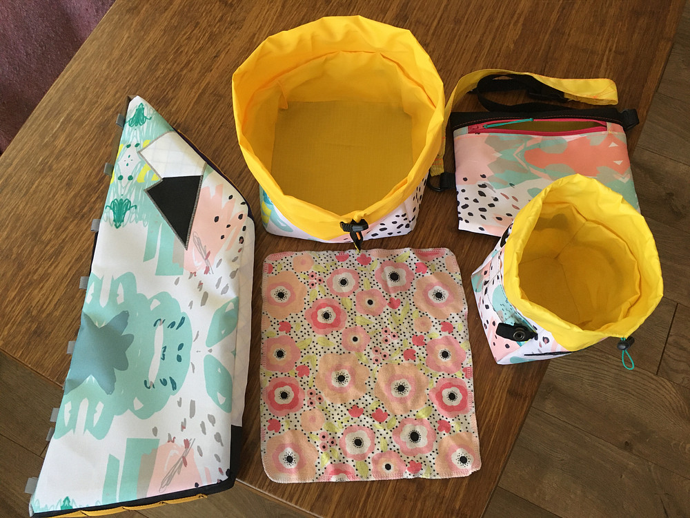 Various bags made with fun fabrics