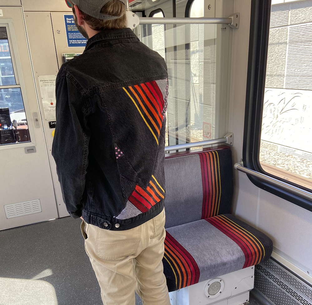 Denim jacket with RTD wool from a train car